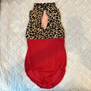 Leopard Print and Red Sleeveless Dress
